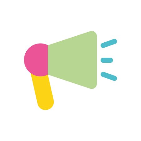 megaphone icon over white background, flat style, vector illustrationのイラスト素材