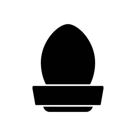 boiled egg icon over white background, silhouette style, vector illustrationのイラスト素材
