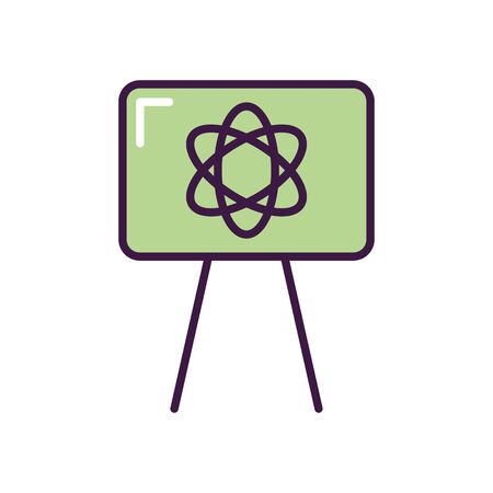 presentation board with atom icon over white background, line color style, vector illustrationのイラスト素材
