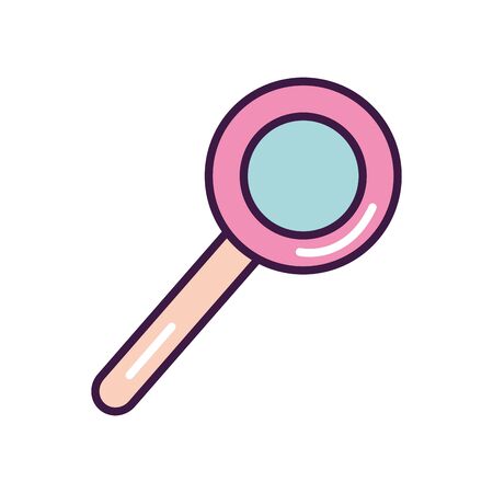 magnifying glass icon over white background, line color style, vector illustrationのイラスト素材