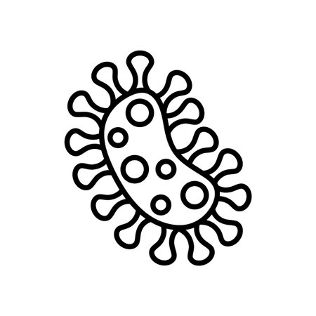 bacteria icon over white background, line style, vector illustrationのイラスト素材