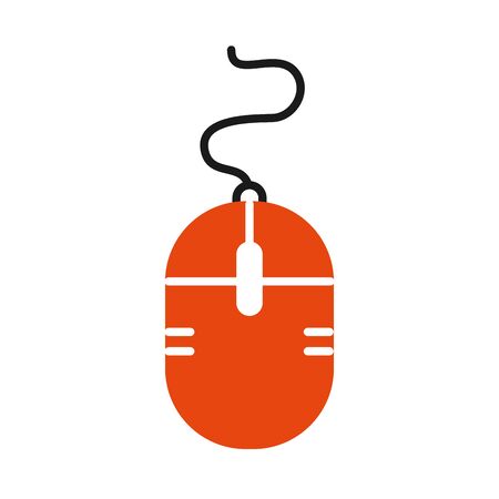 mouse device icon over white background, half line half color style, vector illustrationのイラスト素材