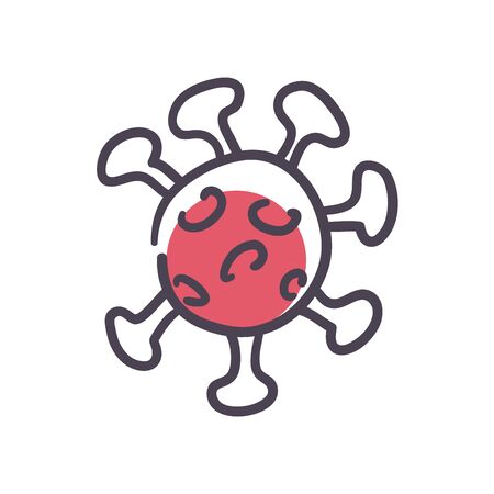 Covid 19 virus fill style icon design of 2019 ncov cov coronavirus infection and corona theme Vector illustrationのイラスト素材