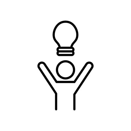 pictogram man and bulb light icon over white background, line style, vector illustrationのイラスト素材