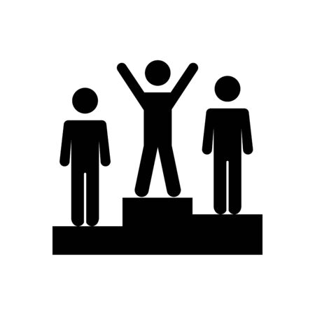 Pictogram people standing on the podium over white background, silhouette style, vector illustrationのイラスト素材