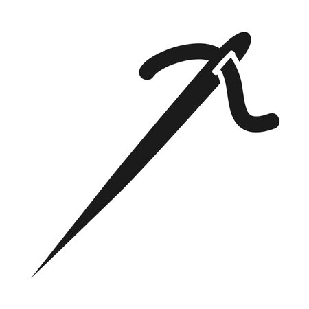 sewing needle icon over white background, silhouette style, vector illustrationのイラスト素材