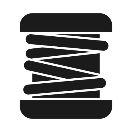 sewing bobbin icon over white background, silhouette style, vector illustrationのイラスト素材