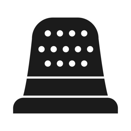 sewing thimble icon over white background, silhouette style, vector illustrationのイラスト素材