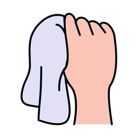 hand with towel icon over white background, line and fill style, vector illustrationのイラスト素材