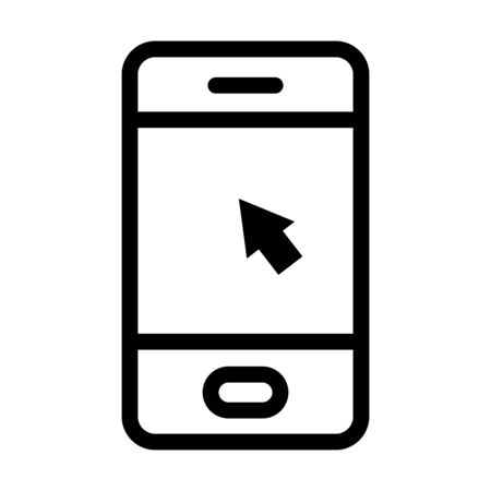 smartphone with arrow icon over white background, line style, vector illustrationのイラスト素材