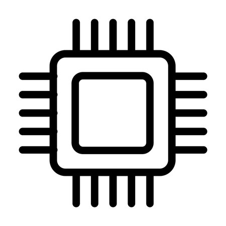 processor chip icon over white background, line style, vector illustration