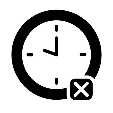 clock with cross icon over white background, silhouette style, vector illustrationのイラスト素材