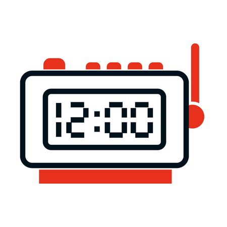 digital clock icon over white background, half line half color style, vector illustrationのイラスト素材