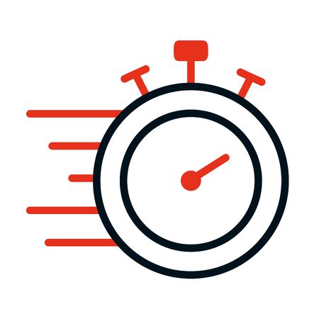 fast stopwatch icon over white background, half line half color style, vector illustrationのイラスト素材