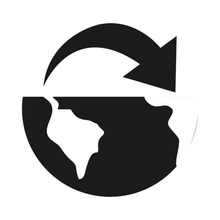 arrow and half planet icon over white background, silhouette style, vector illustrationのイラスト素材