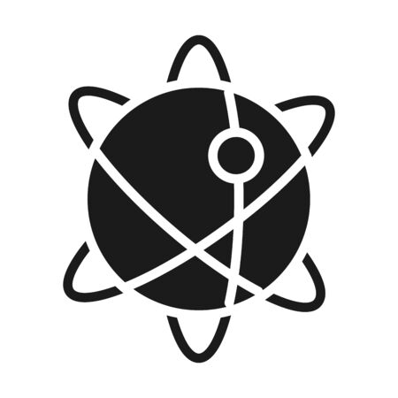 globe with network icon over white background, silhouette style, vector illustrationのイラスト素材