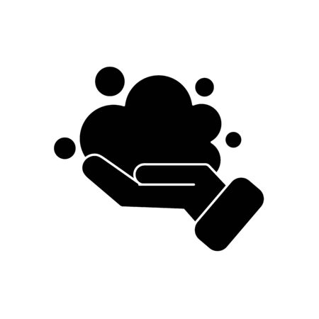 handwashing concept, hand with soapy foam icon over white background, silhouette style, vector illustrationのイラスト素材