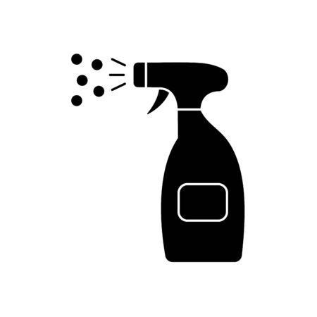 cleaning spray bottle icon over white background, silhouette style, vector illustrationのイラスト素材