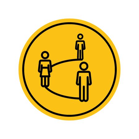 social distancing concept, pictogram people keeping the social distancing over white background, block silhouette style, vector illustrationのイラスト素材