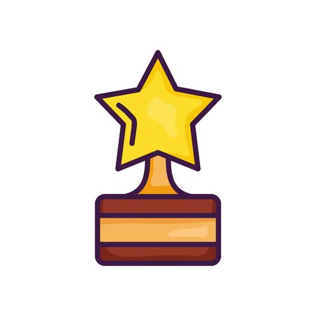 star trophy icon over white background, line color style, vector illustrationのイラスト素材