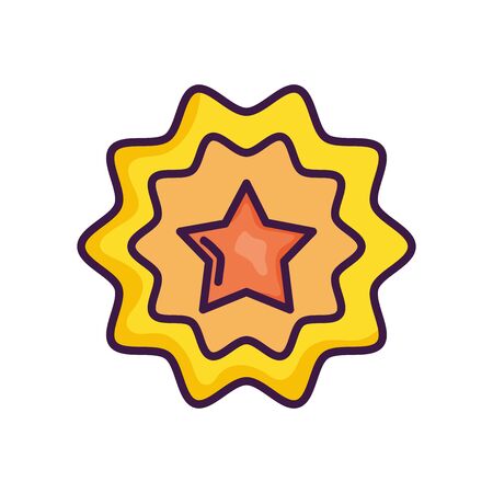 decorative seal with star icon over white background, line color style, vector illustrationのイラスト素材