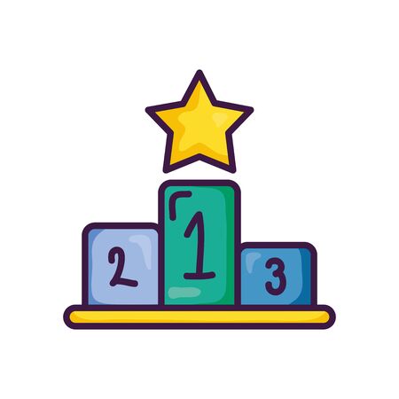 sport podium with star icon over white background, line color style, vector illustrationのイラスト素材