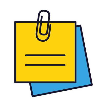 clips with notes icon over white background, line and fill style, vector illustrationのイラスト素材