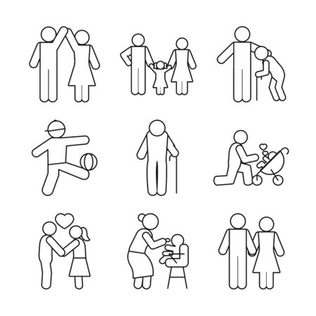 pictogram coupleand people icon set over white background, line style, vector illustrationのイラスト素材
