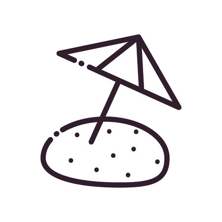 striped umbrella line style icon design, summer beach weather object meteorology parasol fashion accessory comfort and climate theme Vector illustrationのイラスト素材