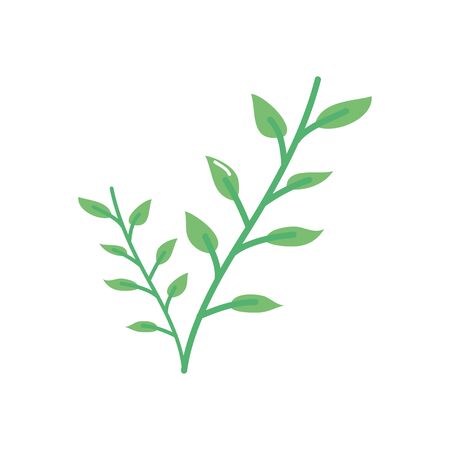 plant with leaves icon over white background, flat style, vector illustrationのイラスト素材