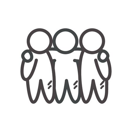 Avatars persons friends hugging line style icon design of friendship and love theme Vector illustrationのイラスト素材