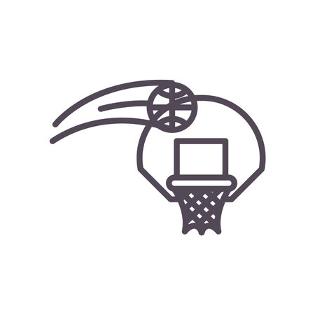 Basket ball and hoop line style icon design, Basketball sport hobby competition and game theme Vector illustrationのイラスト素材