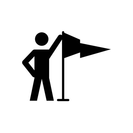pictogram man and flag waving icon over white background, silhouette style, vector illustrationのイラスト素材