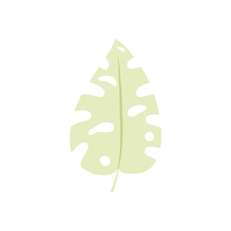 tropical leaf icon over white background, flat style, vector illustrationのイラスト素材
