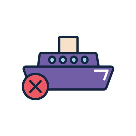 banned cruises symbol, wrong and cruise icon over white background, line color style, vector illustrationのイラスト素材