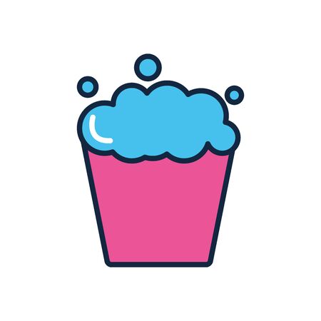 bucket with soapy water over white background, line color style, vector illustrationのイラスト素材