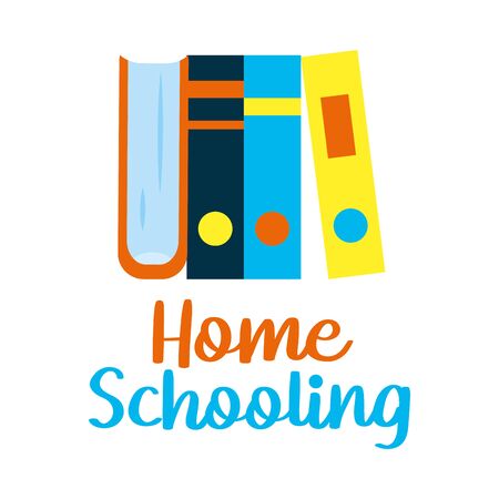 academic books and home schooling lettering design over white background, vector illustrationのイラスト素材