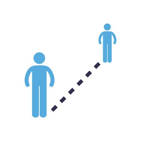 Social distancing between human avatars flat style icon design of Covid 19 virus theme Vector illustrationのイラスト素材