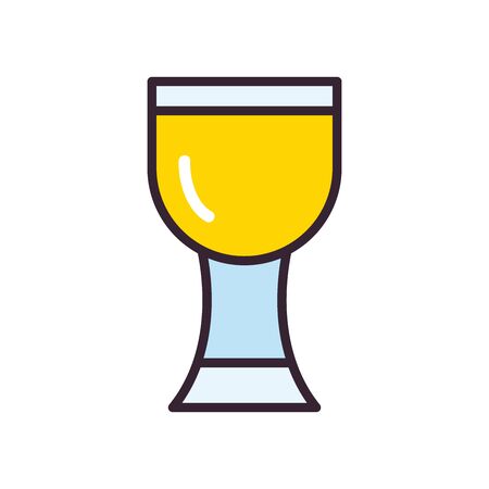 Beer glass line and fill style icon design, Pub alcohol bar brewery drink ale and lager theme Vector illustrationのイラスト素材