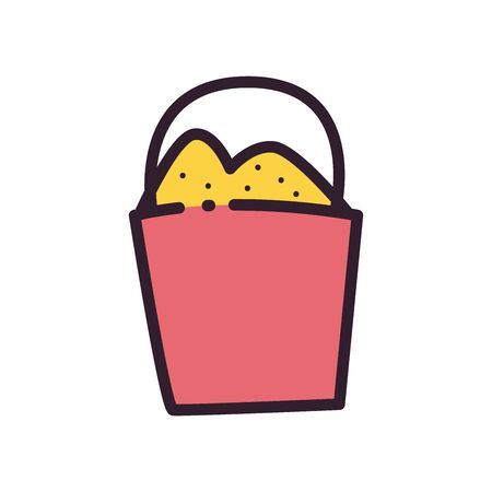 Sand bucket fill and line style icon design, Summer vacation and tropical theme Vector illustrationのイラスト素材