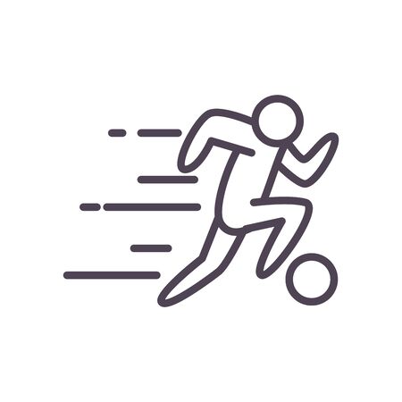 avatar player with ball line style icon design, Soccer football sport hobby competition and game theme Vector illustrationのイラスト素材