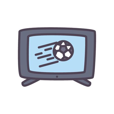 Ball on tv line and fill style icon design, Soccer football sport hobby competition and game theme Vector illustrationのイラスト素材