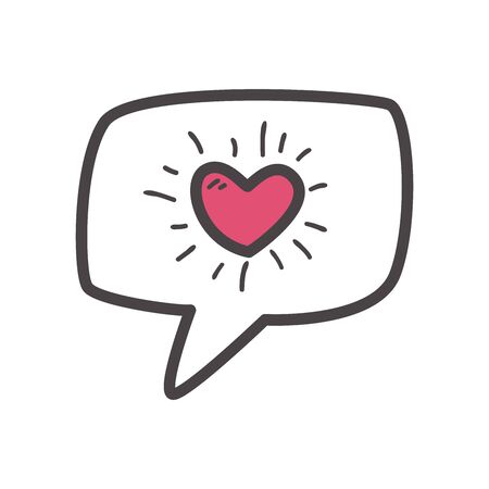 Heart inside bubble line and fill style icon design of love passion and romantic theme Vector illustrationのイラスト素材