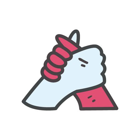 Sign with hands line and fill style icon design of People arm finger person learn communication healthcare theme Vector illustrationのイラスト素材