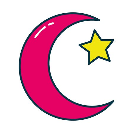 Indian moon with star line and fill style icon design, India culture travel and asia theme Vector illustrationのイラスト素材