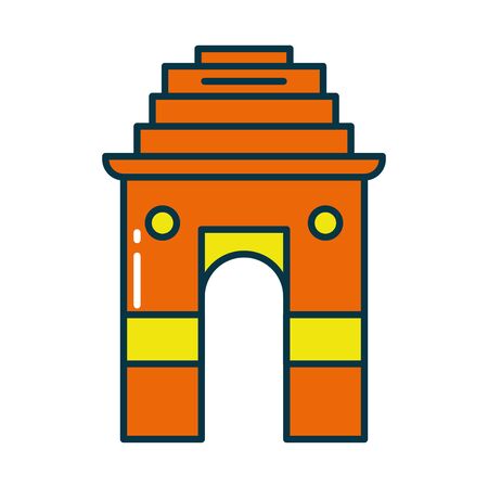 Indian gate line and fill style icon design, India culture travel and asia theme Vector illustrationのイラスト素材