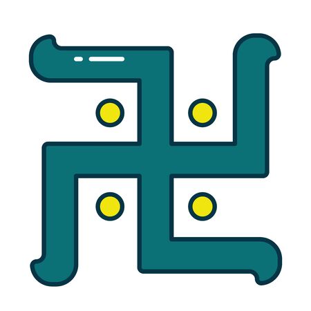 Indian swastica line and fill style icon design, India culture travel and asia theme Vector illustrationのイラスト素材