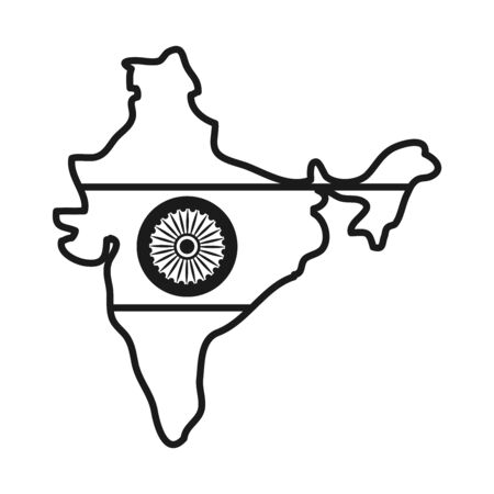 Indian map line style icon design, India culture travel and asia theme Vector illustrationのイラスト素材