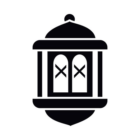 Eid mubarak lantern silhouette style icon design, Islamic religion culture and belief theme Vector illustrationのイラスト素材