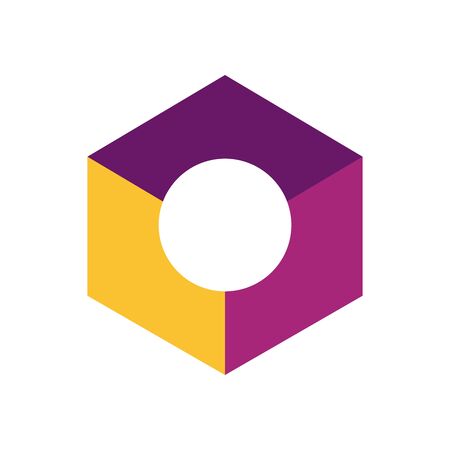 geometric and abstract 3d cube flat style icon design, shape and figure theme Vector illustrationのイラスト素材